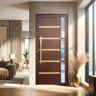 Porta de Aluminio Pivotante Lambril 210x120cm com Puxador Super Miraggio Brimak Abertura Direita