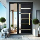 Porta de Aluminio Pivotante Lambril 210x120cm com Puxador Super Miraggio Brimak Abertura Direita