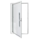Porta de Alumínio Pivotante Lambril 210x120cm com Puxador Visione Super Brimak Abertura Direita Branco