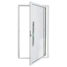 Porta de Alumínio Pivotante Lambril 210x120cm com Puxador Visione Super Brimak Abertura Esquerda