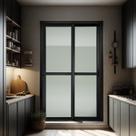 Porta de Correr 2 Folhas Moveis 210 X 150 Elite com Fechadura Tetra Vidro Liso