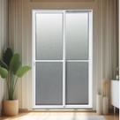 Porta de Correr 2 Folhas Moveis 210 X 150 Elite com Fechadura Tetra Vidro Liso