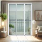 Porta de Correr 3 Folhas Moveis Sequenciais 210 X 240 Elite com Fecho Automático Vidro Liso
