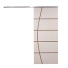 Porta De Correr Branco Prime Frisada Kit Alumínio F01 - 210x90 Porta De Correr Branco Prime Frisada Kit Alumínio F01 - 210x90