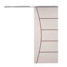 Porta De Correr Branco Prime Frisada Kit Alumínio F10 - 210x100