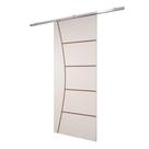 Porta De Correr Branco Prime Frisada Kit Alumínio F10 - 210x70