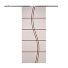 Porta De Correr Branco Prime Frisada Kit Alumínio Fs Duplo - 210x100