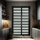 Porta de Correr com Travessas 2 Folhas Moveis 210 X 120 Elite com Fechadura Tetra Vidro Liso