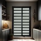 Porta de Correr com Travessas 2 Folhas Moveis 210 X 200 Elite com Fechadura Tetra Vidro Liso