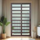 Porta de Correr com Travessas 2 Folhas Moveis 210 X 200 Elite com Fechadura Tetra Vidro Liso