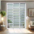 Porta de Correr com Travessas 3 Folhas Moveis Sequenciais 210 X 200 Elite com Fechadura Tetra Vidro