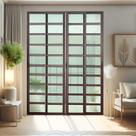 Porta de Correr com Travessas 4 Folhas Moveis 210 X 240 Elite com Fecho Automático Vidro Liso