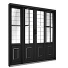 Porta de Correr de Aço com Postigo 213 x 200 x 13 cm Preto 4 Folhas Grade Quadrada Riobras Pronta