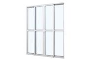 Porta de Correr em Alumínio Branco Caribe Max 215x200x11,8cm 4 Folhas c/ Tela Jap