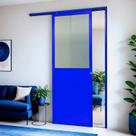 Porta de Correr Suspensa 210x70cm Meia Lambril Meia Vidro Esq L.25 Brimak Abertura Esquerda