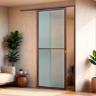 Porta de Correr Suspensa 210x70cm Vidrao Dir L.25 Brimak Abertura Direita