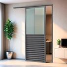 Porta de Correr Suspensa 210x80cm Meia Veneziana Meia Vidro Dir L.25 Brimak Abertura Direita