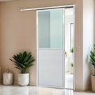 Porta de Correr Suspensa 210x90cm Meia Lambril Meia Vidro Esq L.25 Abertura Esquerda Porta de Correr Suspensa 210x90cm Meia Lambril Meia Vidro Esq L.25 Abertura Esquerda