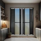 Porta de Correr Venez. 6 Folhas Moveis 210 X 200 Elite com Fechadura Tetra Vidro Reflex