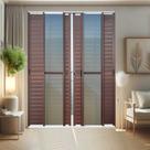 Porta de Correr Venez. 6 Folhas Moveis 210 x 240 Elite com Fechadura Tetra Vidro Reflex Cinza/Mix Corten Brimak
