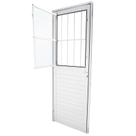 Porta de Giro em Alumínio Lambri Branco 215x80x4 cm VMB Com Grade Direita Nobre CRV Porta de Giro em Alumínio Lambri Branco 215x80x4 cm VMB Com Grade Direita Nobre CRV