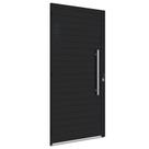 Porta de Giro em Alumínio Lambri Horizontal c/ Puxador 215x100 cm Preta Direita Alumifit Sasazaki
