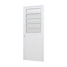 Porta de Giro Lambril em Alumínio Branco Caribe Max 215x90x6cm Direita c/ Basculante Jap