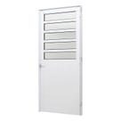 Porta de Giro Lambril em Alumínio Branco Perfecta Max 215x90x6,6cm Esquerda c/ Postigo Jap
