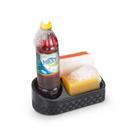 Porta Detergente Bucha E Sabão Rattan Preto C 10,5 X L 19,5 X A 7 Cm