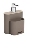 Porta Detergente Dispenser com Suporte para Bucha 500 ml Warm Gray e Light Gray Coza Porta Detergente Dispenser com Suporte para Bucha 500 ml Warm Gray e Light Gray Coza
