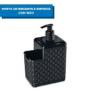 Porta Detergente e Esponja Com Bico Dosador Rattan Preto