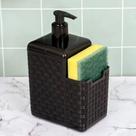 Porta Detergente E Esponja Com Bico Dosador Rattan Preto - ARQPLAST