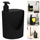 Porta Detergente Líquido Bucha Bico Dosador 600ml Pia Cozinha Suporte Esponja Preto Fosco