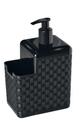 Porta Detergente Sabonete Dispenser Com Suporte Para Bucha 500ml Bico Dosador Rattan Preto Porta Detergente Sabonete Dispenser Com Suporte Para Bucha 500ml Bico Dosador Rattan Preto