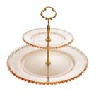 Porta Doces de Cristal 2 Andares Pearl para Mesa Posta Âmbar Wolff