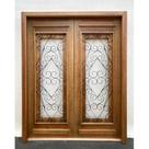 Porta Dupla Madeira Maciça/ferro Completa 166x213x18cm Cedro Rosa Ambos os Lados