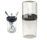 Porta Escova De Dente Creme Dental Com Tampa Acessório Pia Banheiro One Cristal Com Preto - 334.1 Utility Porta Escova De Dente Creme Dental Com Tampa Acessório Pia Banheiro One Cristal Com Preto - 334.1 Utility