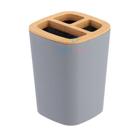 Porta Escova de Dentes Bambu Suporte Banheiro Pia Lavabo Organizador de Pasta Dental Moderno Luxo Cinza Premium Divisória Prático Bancada Porta Escova de Dentes Bambu Suporte Banheiro Pia Lavabo Organizador de Pasta Dental Moderno Luxo Cinza Premium Divisória Prático Bancada