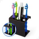 Porta Escovas de Dente 5 Lugares Preto Bancada Organizada com Estilo Plug Lar Organização prática com um toque de elegância