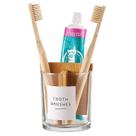 Porta Escovas de Dente Onsogi de Vidro com Divisor de Bambu Porta Escovas de Dente Onsogi de Vidro com Divisor de Bambu