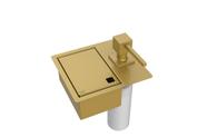 Porta Esponja C/ Dispenser Detergente Quadrado 17x15cm Dourado Porta Esponja C/ Dispenser Detergente Quadrado 17x15cm Dourado