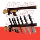 Porta Facas para Área de respeito Churrasco Gourmet em Madeira Nobre AK-47