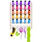 Porta Fio Madeira 25 Cones Carretel Linha Suporte Para Vies