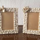 Porta fotografias, MDF 10x15 acabamento pérolas branca,