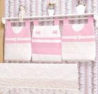 Porta Fraldas de Varão Rosa com Branco 03 Peças