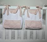 Porta Fraldas Para Berço Porta Treco 2 Peças Nude Rosê com Branco