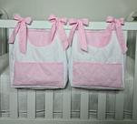 Porta Fraldas Para Berço Porta Treco 2 Peças Rosa com Branco