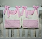 Porta Fraldas Para Berço Porta Treco 2 Peças Rosa com Palha