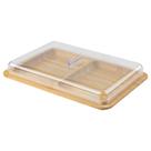Porta Frios Duplo, Base De Bambu Com Tampa Mesa Posta Queijo Ou