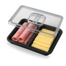 Porta Frios Presunto Queijo Com tampa Organizador Pote Para Geladeira Transparente Queijeira